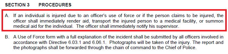 Denison, Texas Police Department General Orders Manual Directive 6.07.1 Section 3