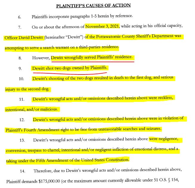 Allegations from Civil Petition CJ-2023-00008