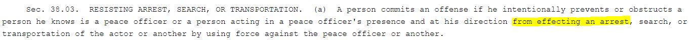 Texas Penal Code Sec. 38.03(a)