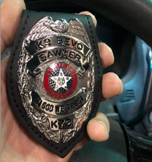 K9 Bevo Badge K72 Sawyer Police Department